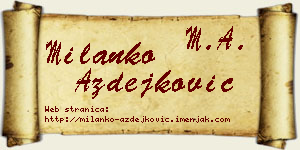 Milanko Azdejković vizit kartica